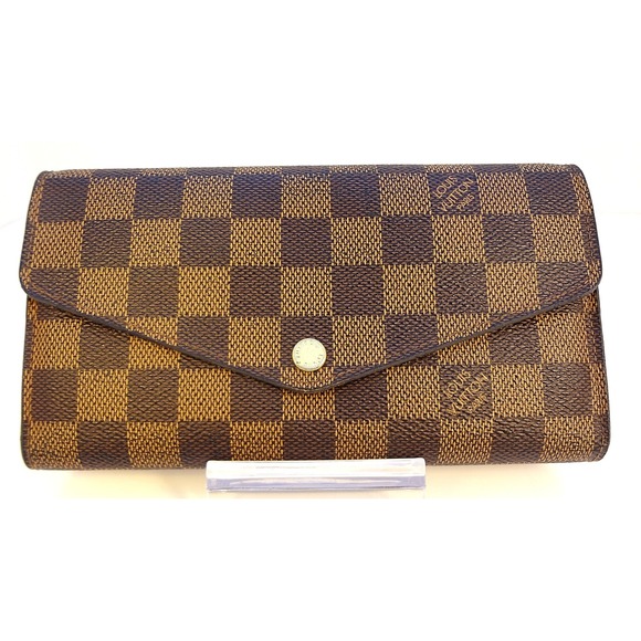 Louis Vuitton Damier Ebene Brown Sarah Wallet Snap Closure - Picture 1 of 16